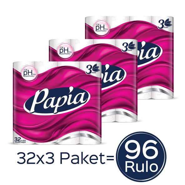 Papia Tuvalet Kağıdı 96 Rulo (32 Rulo x 3 Paket) - 2