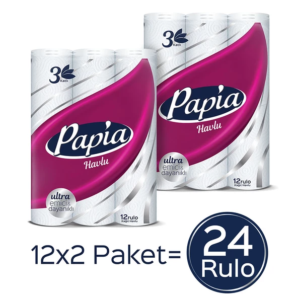 Papia Kağıt Havlu 24 Rulo (12 Rulo x 2 Paket) - 2
