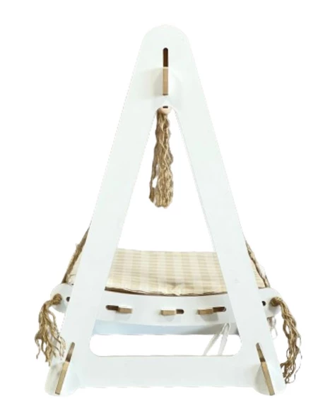 Ahşap XXL Büyük Kedi Salıncagı Kedi Yatagı Kedi Evi Minder Dahil 8 Mm Mdf - 4