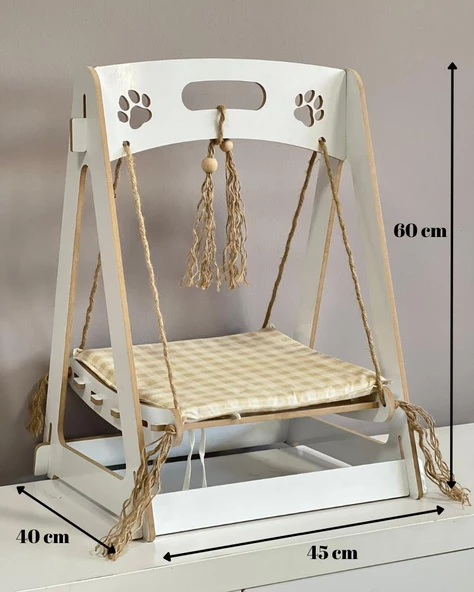 Ahşap XXL Büyük Kedi Salıncagı Kedi Yatagı Kedi Evi Minder Dahil 8 Mm Mdf - 5