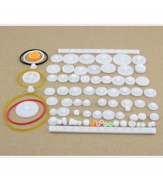 75 Parça Plastik Dişli Seti (DC Motor - Dıy - Hobi Seti) - Resim 4