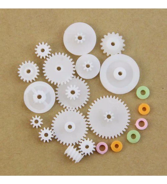 75 Parça Plastik Dişli Seti (DC Motor - Dıy - Hobi Seti) - Resim 5