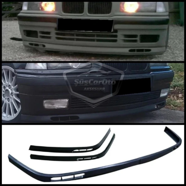 BMW 3 Serisi E36 1990-2000 Uyumlu Üniversal Laguna Lip Esnek Ön Lip 2 Parça Tampon Altı Dil Karlık Ön Ek - 9