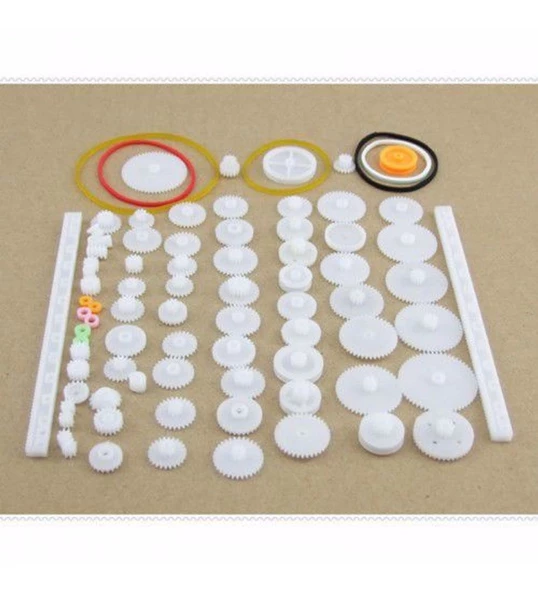 75 Parça Plastik Dişli Seti (DC Motor - Dıy - Hobi Seti) - Resim 3