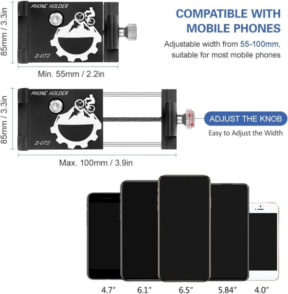 Valkyrie Bisiklet Motorsiklet Evrensel Cep Telefonu Tutucu Alüminyum Paslanmaz - Bütün Telefonlarla Uyumlu - Metal Dayanıklı Siyah - 3