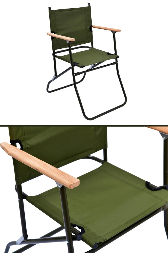 Exent 120 kg taşıma kapasiteli büyük kaliteli ultra dayanıklı kamp sandalyesi-Haki - 5