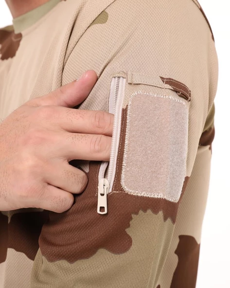 Single Sword Bisiklet Yaka Kamuflaj Desen Pamuklu Erkek T-Shirt - 6