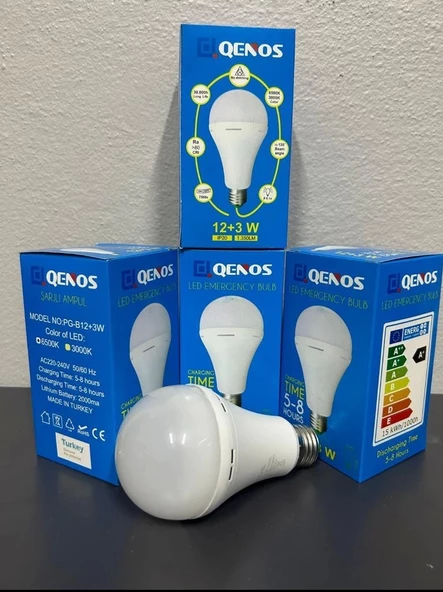 Qenos 12W+3W Şarjlı Ampul