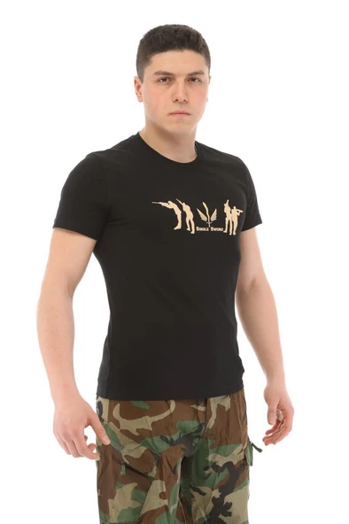 Single Sword Bisiklet Yaka Kısa Kollu Baskılı Kadın&Erkek T-Shirt - 4