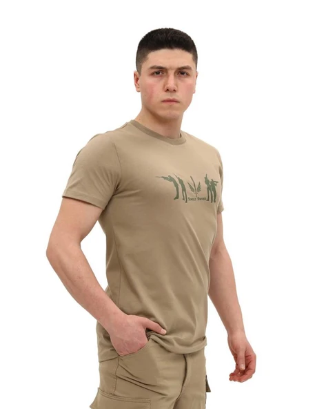 Single Sword Bisiklet Yaka Kısa Kollu Baskılı Kadın&Erkek T-Shirt - 12