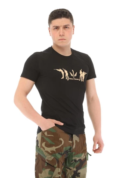 Single Sword Bisiklet Yaka Kısa Kollu Baskılı Kadın&Erkek T-Shirt - 5