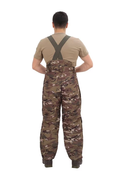 Single Sword Outdoor Softshell Su Geçirmez Kışlık Erkek Pantolon (Salopet Askılı), Kamuflaj Renk - 4