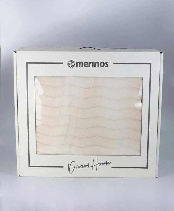 Merinos Dream Home Yumuşak Çift Kişilik Battaniye Seti (220x240)-Krem