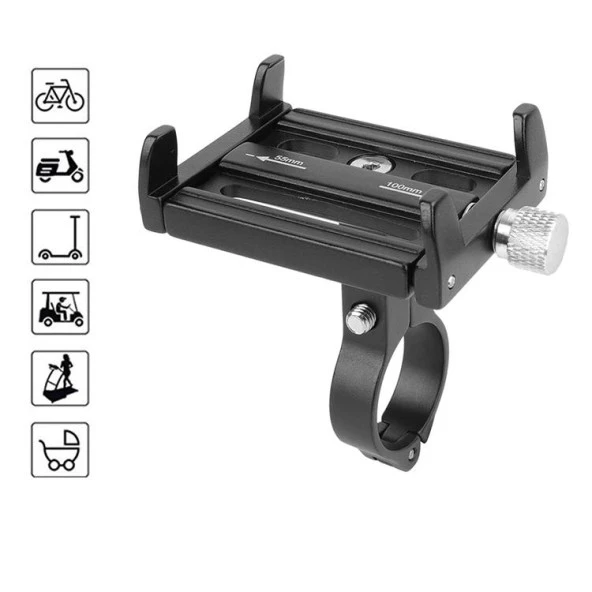 Valkyrie AGR01-S Alüminyum Alaşım Evrensel Telefon Tutucu - Bisiklet Motosiklet Scooter Uyumlu - Sıkı Kavrar Titreşim Yapmaz Siyah - 5