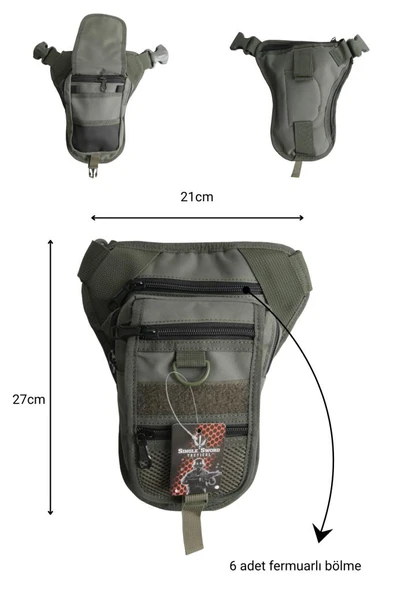 Single Sword Su Geçirmez Taktik Bel ve Bacak Çantası - 2