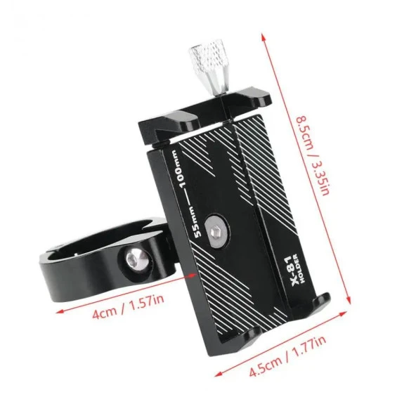 Valkyrie X-81S Metal Motorsiklet Bisiklet Cep Telefonu Tutucu - Alüminyum Alaşım Darbeye Dayanıklı Paslanmaz - 360 Derece Evrensel Siyah - 7