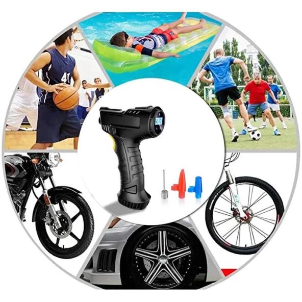 Valkyrie 120W Kablosuz Hava Kompresörü Araç Motorsiklet Bisiklet Top Araba Lastik Pompası - Wireless USB - LED Işıklı - 4