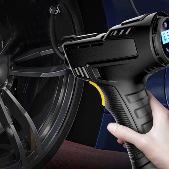Valkyrie 120W Kablosuz Hava Kompresörü Araç Motorsiklet Bisiklet Top Araba Lastik Pompası - Wireless USB - LED Işıklı - 7
