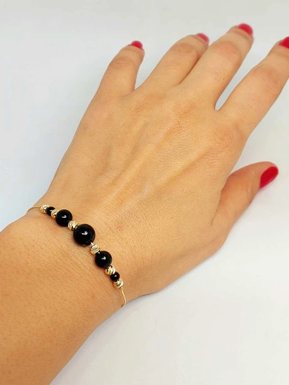 Turmalin Taşı Tasarım Bileklik (45726) - Resim 4