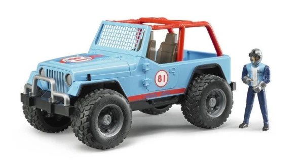 Bruder Jeep Cross Safari Aracı Kasklı Pilotu Mavi BR02541