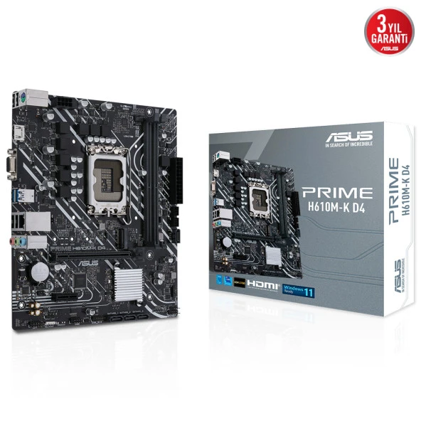 ASUS PRIME H610M-K D4 H610 DDR4 Vga GLan mATX HDMI USB3.2 M2 RGB 1700p Anakart