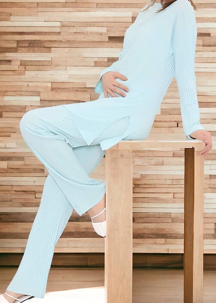 Fitilli Takım Alt Üst Pantolon Bluz Pijama - 9