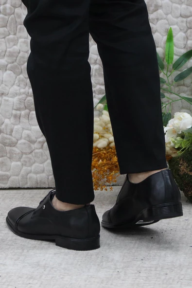 Mehmet Mete 420201 Siyah İç Ve Dış Hakiki Deri Kauçuk Taban Erkek Ayakkabı - Resim 4