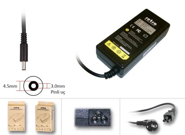 RETRO  Dell 65W Pinli Uç 4.5mm Notebook Adaptör RNA-DL10