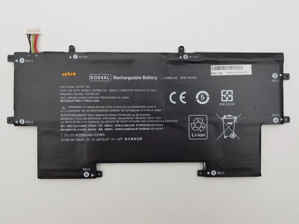 RETRO  Hp EliteBook Folio G1, EO04XL Notebook Bataryasi - Ver.1 Beyaz Soket