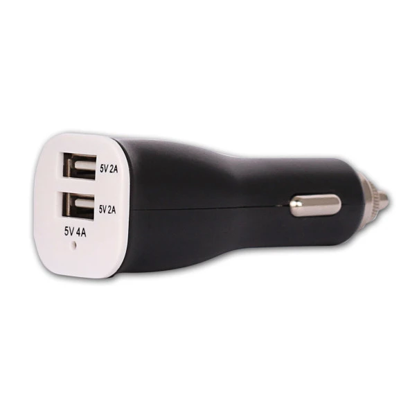 RETRO 5V 4A iPad, Tablet, Telefon USB Araç Sarj Adaptörü - Siyah - Çift USB