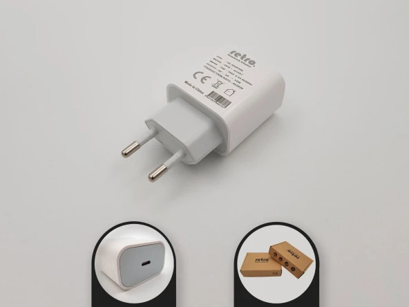 RETRO 5V 3A 15W USB-C Type C Hizli Sarj Adaptörü