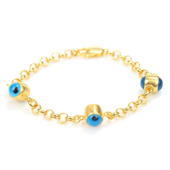 925 Ayar Gümüş Doch Zincirli Göz boncuğu Bileklik ürün görseli 1