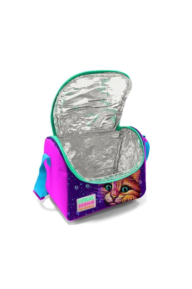 Coral High Kids Pembe Mor Kedi Desenli Thermo Beslenme Çantası - 4