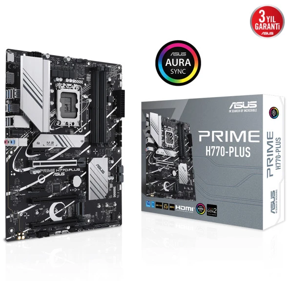 ASUS PRIME H770-PLUS H770 DDR5 (Vga Yok) GLan 2.5G ATX HD DP US32 M2 RGB 1700p Anakart