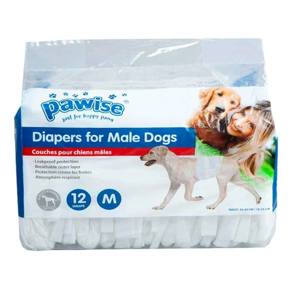 Pawise Kullan at Erkek Köpek Çiş Bezi Beyaz M 12 Ad ürün görseli 1