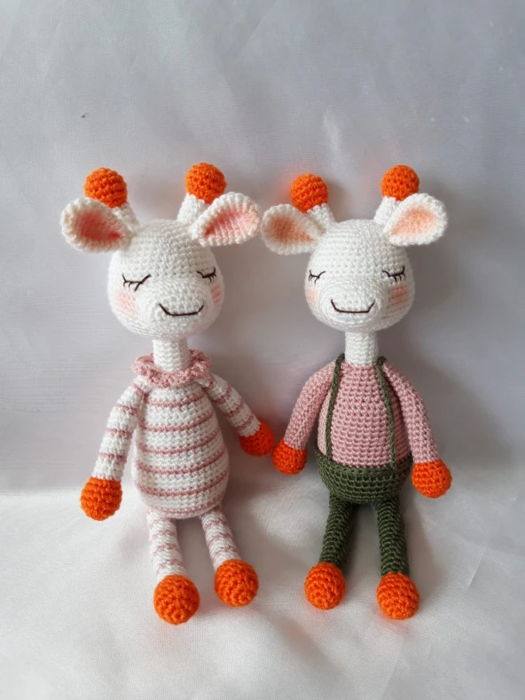 Uykucu Zürafa Kardeşler Amigurumi Organik Oyuncak - 1