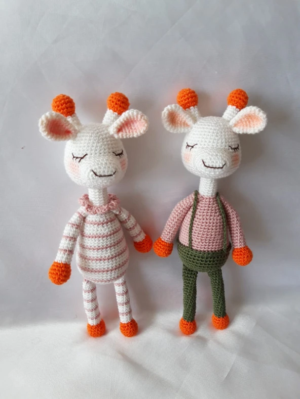 Uykucu Zürafa Kardeşler Amigurumi Organik Oyuncak - 2
