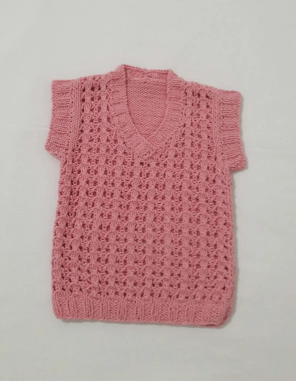 Örgü 3 Büzmeli Kız Bebek Süveter