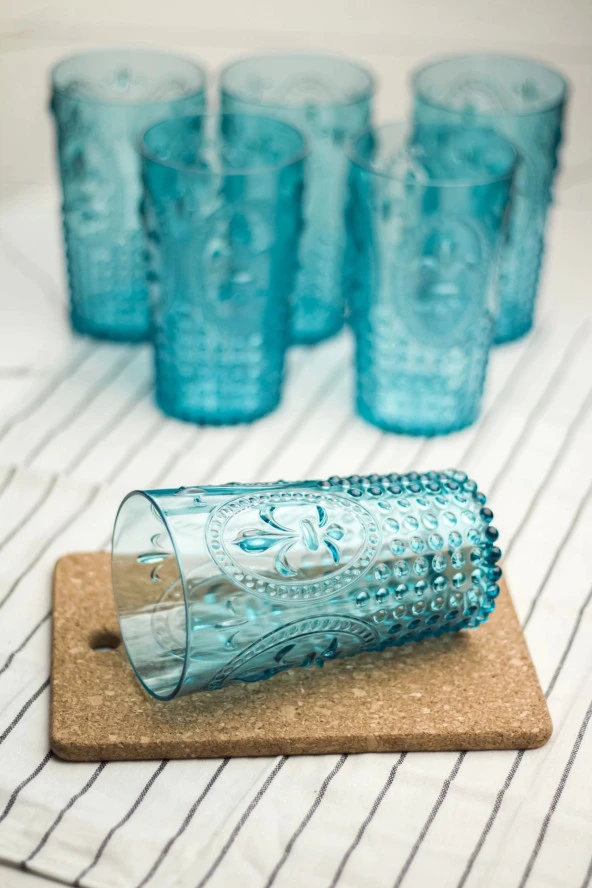 Akrilik Aquamarin Tekli Uzun Bardak & Su Meşrubat Bardağı 750 ml ( Büyük Boy & Cam Değildir ) - 2