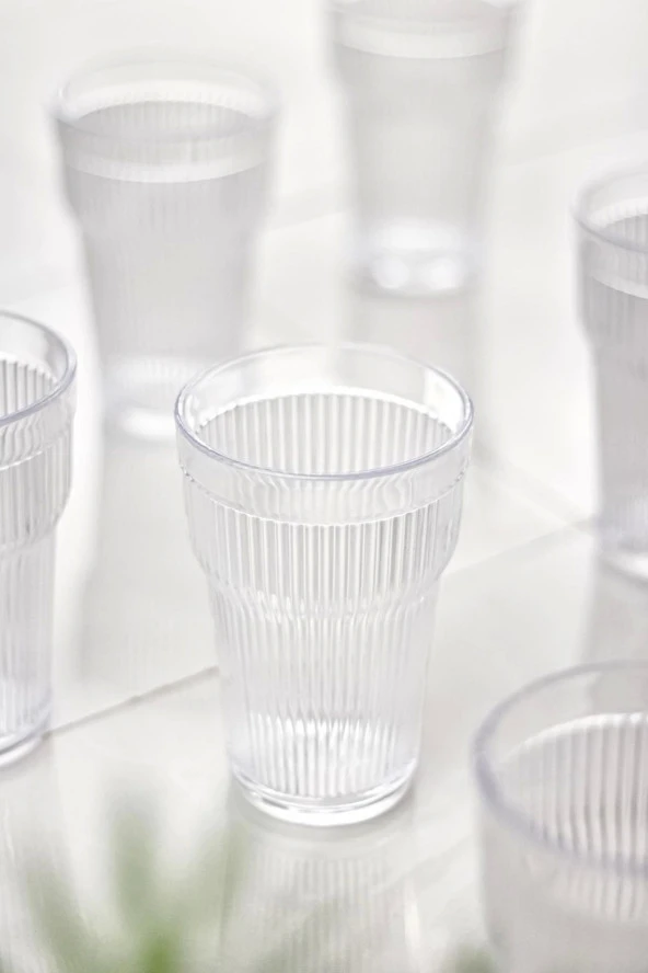 Akrilik Şeffaf Tekli Uzun Bardak & Su Meşrubat Bardağı 400 ml ( Cam Değildir ) - 3