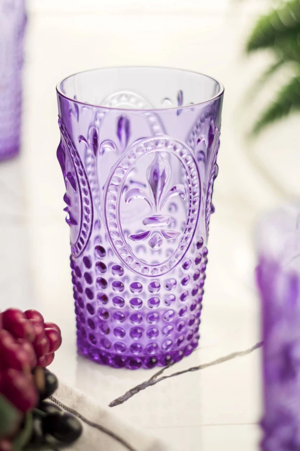 Akrilik Mor 6'lı Uzun Bardak & Su Meşrubat Bardağı 750 ml ( Büyük Boy & Cam Değildir ) - 2