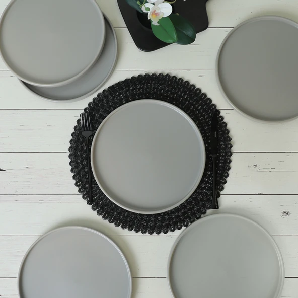Keramika Mat Gri Stackable Servis Tabağı 27 Cm 6 Adet 995 - 2