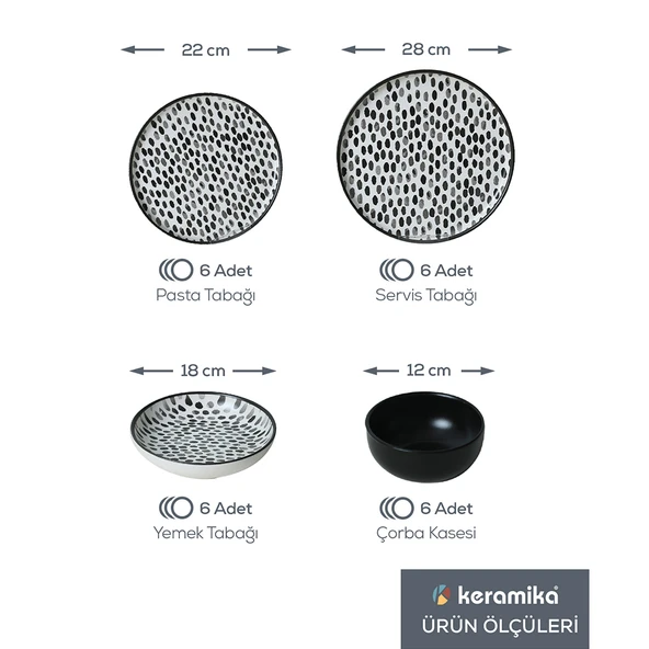 Keramika Keraart Shadow Nordic Yemek Takımı 24 Parça 6 Kişilik 21434 - 4