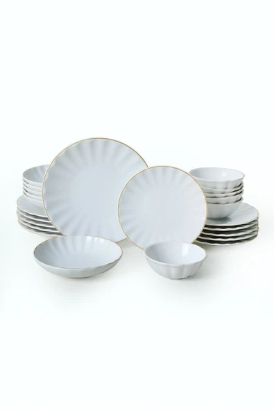 Keramika Keraart Beyaz Gold File Sirius Yemek Takımı 24 Parça 6 Kişilik 21374 - Resim 6