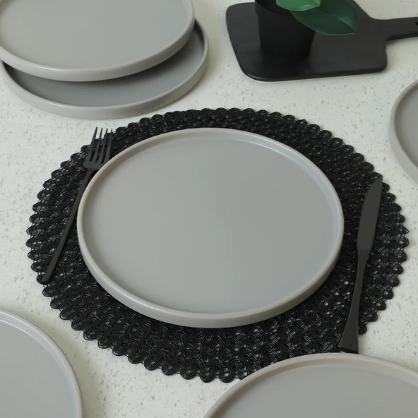 Keramika Mat Gri Stackable Servis Tabağı 27 Cm 6 Adet 995 - 3