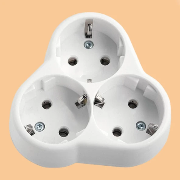 Golyat Papatya Yonca 3lü Grup Priz Fiş Priz Topraklı Çoklu Çoğaltıcı Kablosuz Üçgen - Resim 2