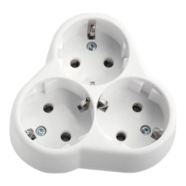 Golyat Papatya Yonca 3lü Grup Priz Fiş Priz Topraklı Çoklu Çoğaltıcı Kablosuz Üçgen - Resim 3