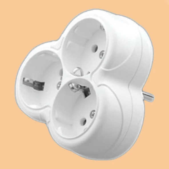 Golyat Papatya Yonca 3lü Grup Priz Fiş Priz Topraklı Çoklu Çoğaltıcı Kablosuz Üçgen - Resim 4