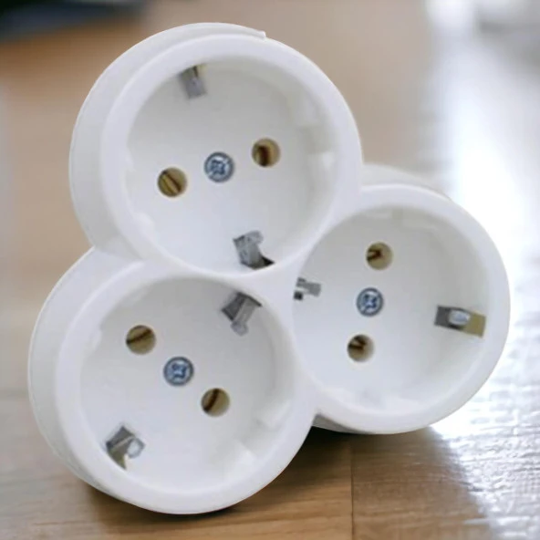 Golyat Papatya Yonca 3lü Grup Priz Fiş Priz Topraklı Çoklu Çoğaltıcı Kablosuz Üçgen - Resim 6