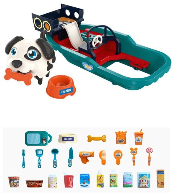 Ses ile kontrol Edilen, İnteraktif Yürüyen Havlayan Sevimli Köpek ve Su Püskürten Teknesi, Aksesuarları ile.... - 2